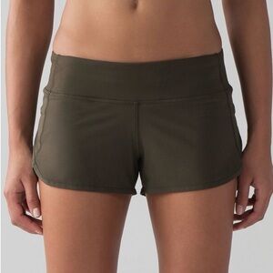 lululemon Speed Up Running Shorts 2.5 Inseam,  Dark Olive, Size 8